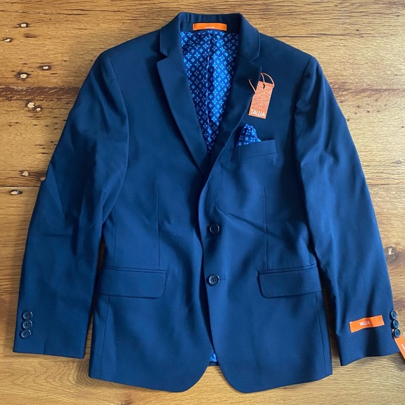 NWT TALLIA Solid Wool Blend Sport Coat in Navy Blue - Picture 2 of 10